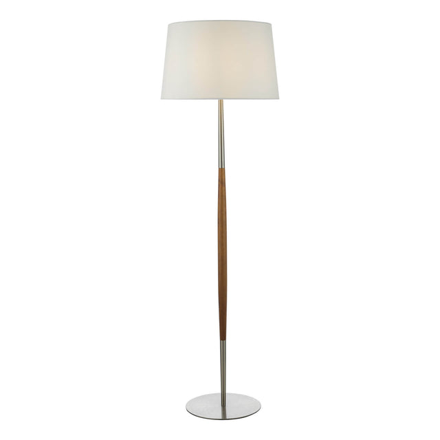 Detroit Floor Lamp Satin Nickel and Walnut With Shade