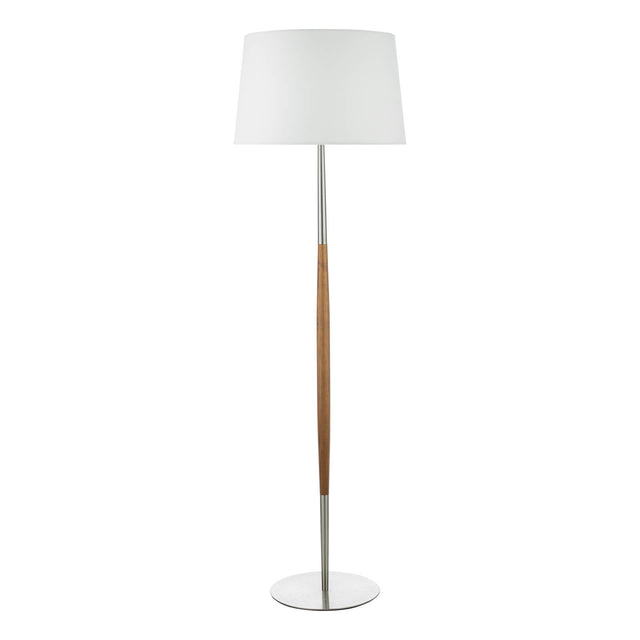 Detroit Floor Lamp Satin Nickel and Walnut With Shade