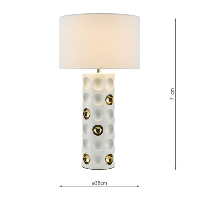 Dimple Table Lamp Gloss White Gold With Shade