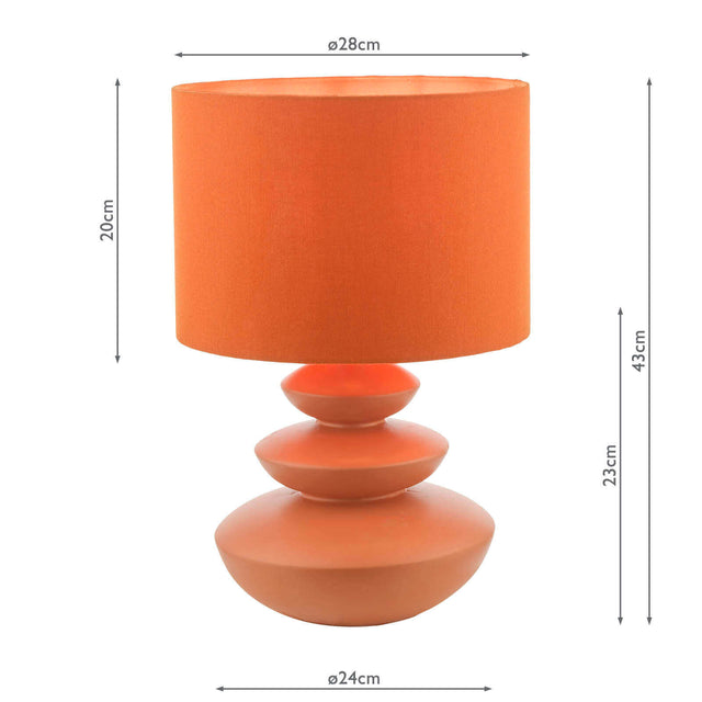 Discus Ceramic Table Lamp Orange With Shade