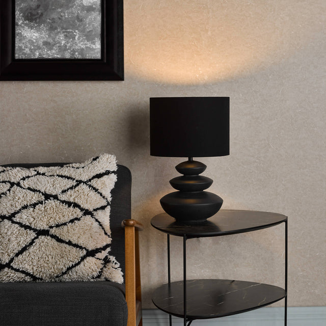 Discus Ceramic Table Lamp Black With Shade