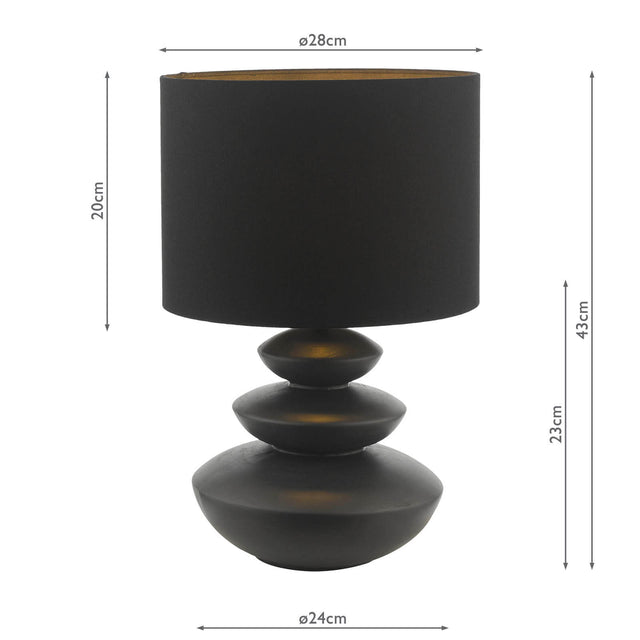 Discus Ceramic Table Lamp Black With Shade