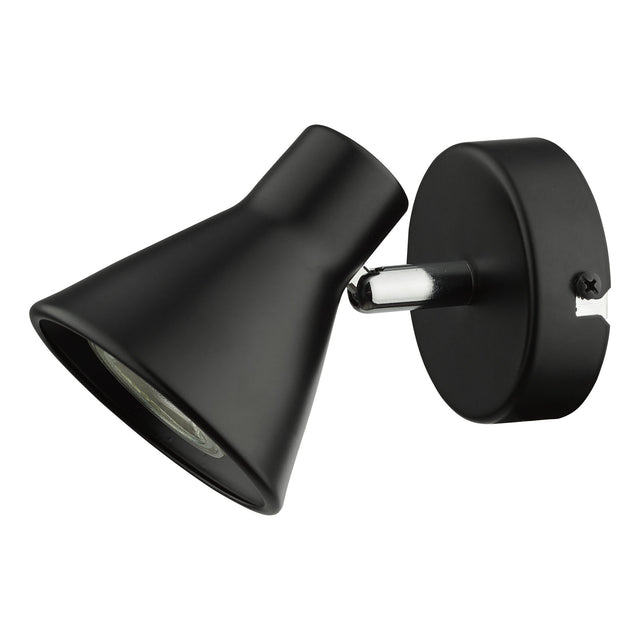 Diza Single Wall Spotlight Matt Black Polished Chrome