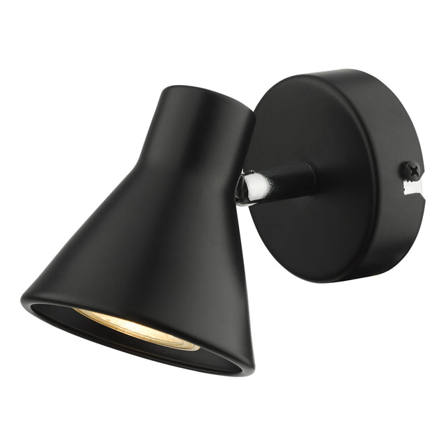 Diza Single Wall Spotlight Matt Black Polished Chrome