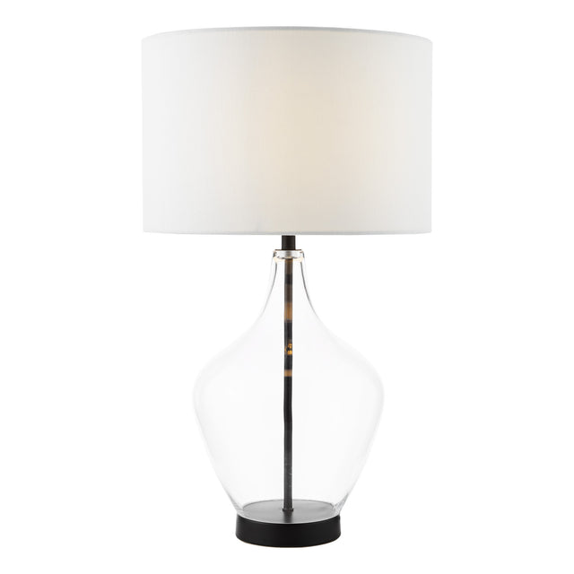 Drago Table Lamp Glass and Matt Black With Shade