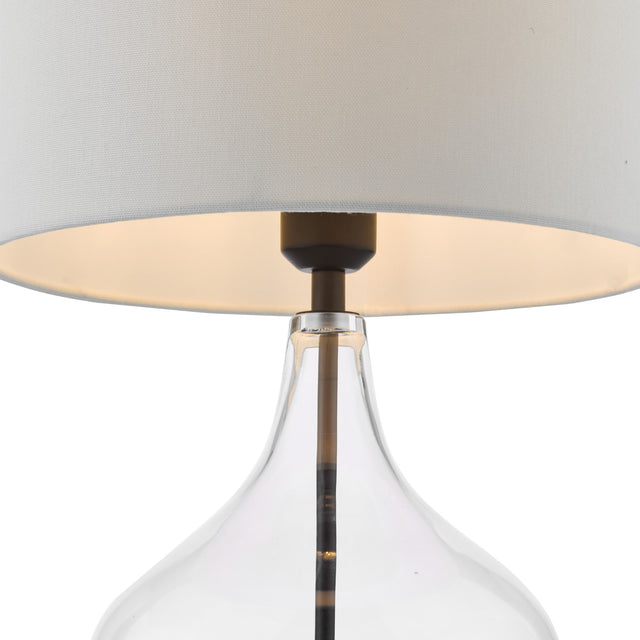 Drago Table Lamp Glass and Matt Black With Shade