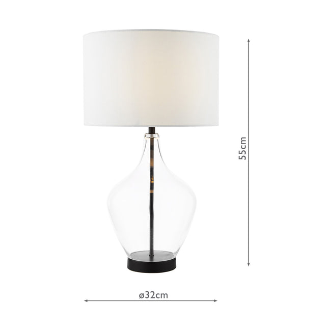 Drago Table Lamp Glass and Matt Black With Shade