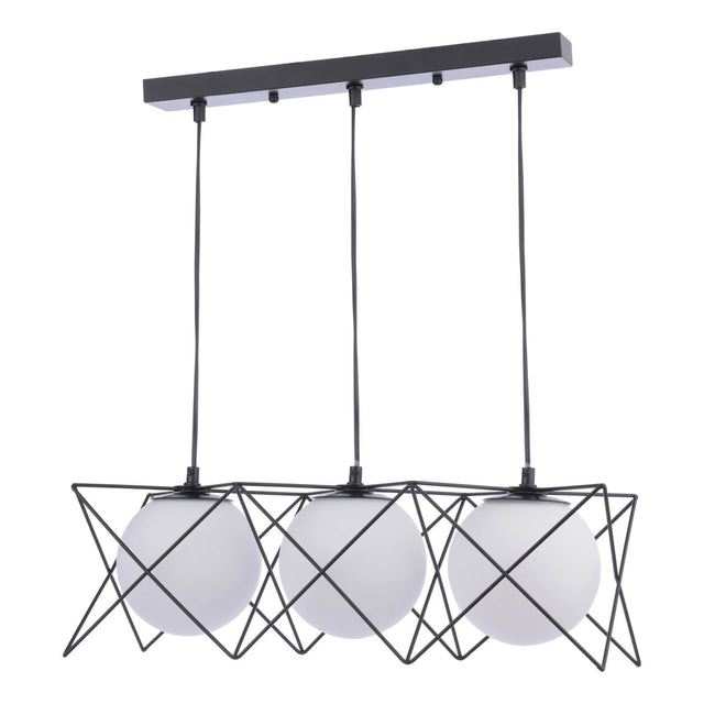 Dreyson 3 Light Bar Pendant Matt Black and Opal Glass