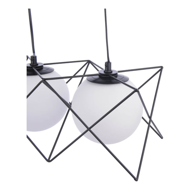 Dreyson 3 Light Bar Pendant Matt Black and Opal Glass