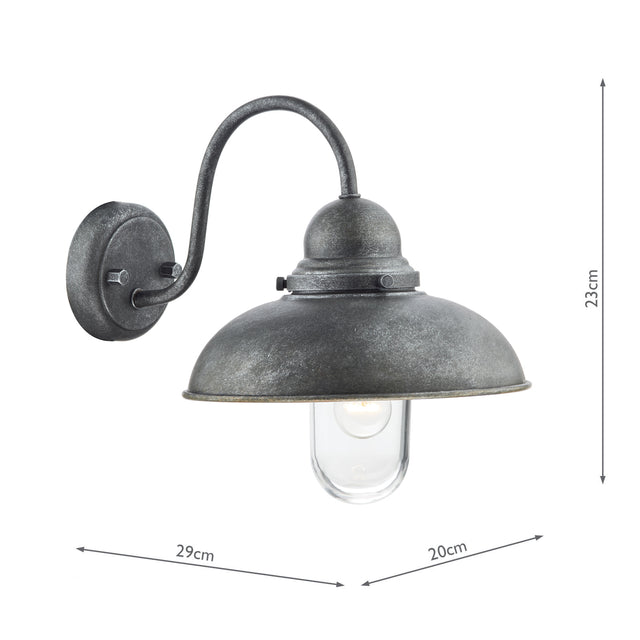 Dynamo Outdoor Wall Light Aged Iron Glass IP44