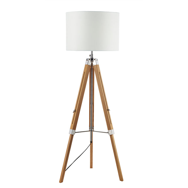 Easel Floor Lamp Light Wood and Polished Chrome Base Only