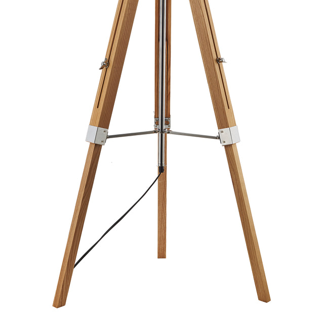 Easel Floor Lamp Light Wood and Polished Chrome Base Only