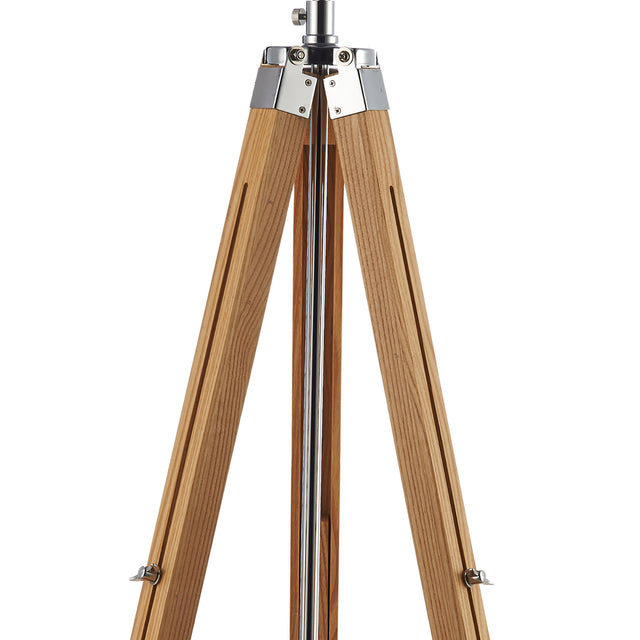 Easel Floor Lamp Light Wood and Polished Chrome Base Only