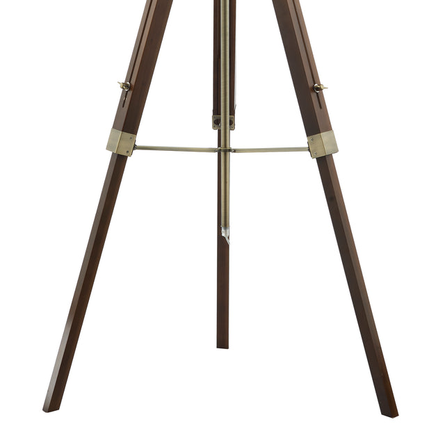 Easel Floor Lamp Dark Wood and Antique Brass Base Only