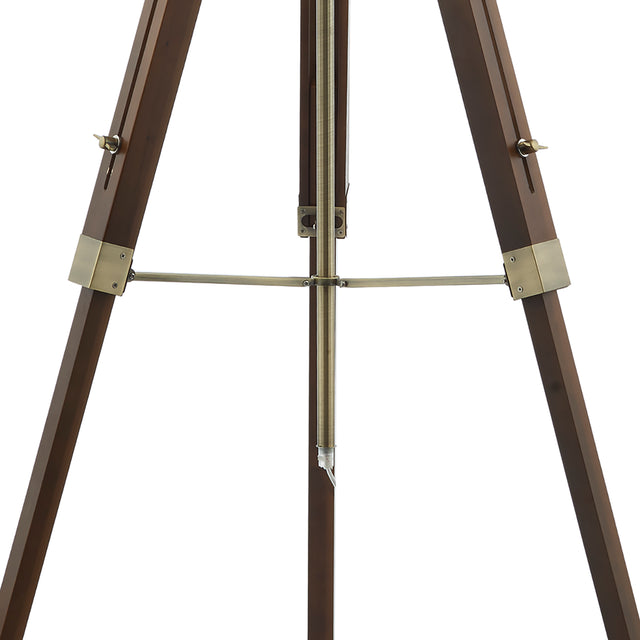 Easel Floor Lamp Dark Wood and Antique Brass Base Only