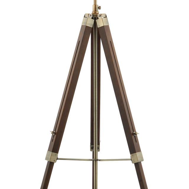 Easel Floor Lamp Dark Wood and Antique Brass Base Only