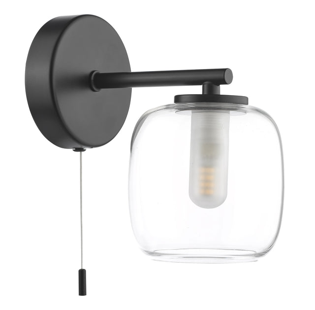 Edaline Wall Light Matt Black and Glass IP44