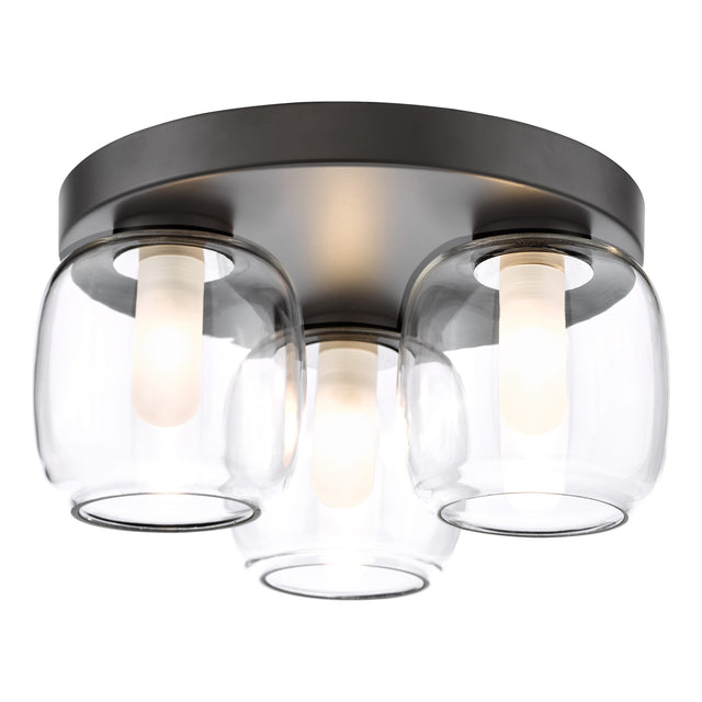 Edaline 3 Light Semi-Flush Matt Black and Glass IP44