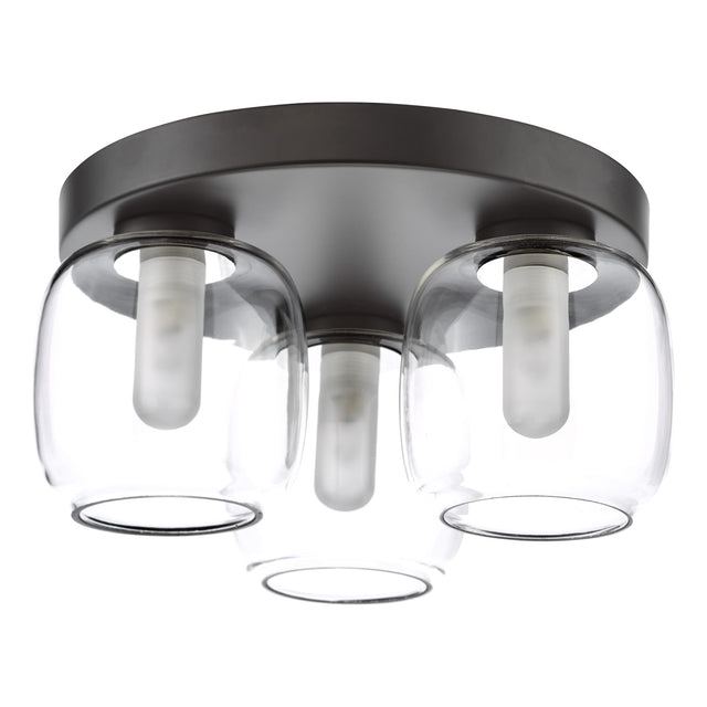 Edaline 3 Light Semi-Flush Matt Black and Glass IP44