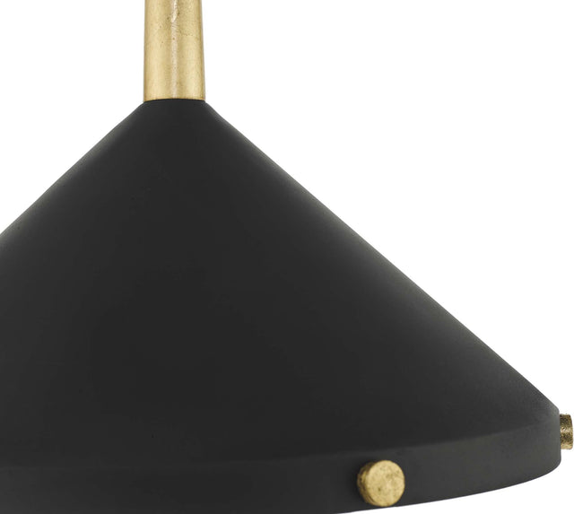 Edena 1 Light Pendant Matt Black And Gold Leaf