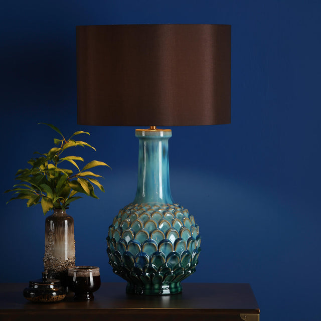 Edlyn Table Lamp Blue Reactive Glaze With Shade