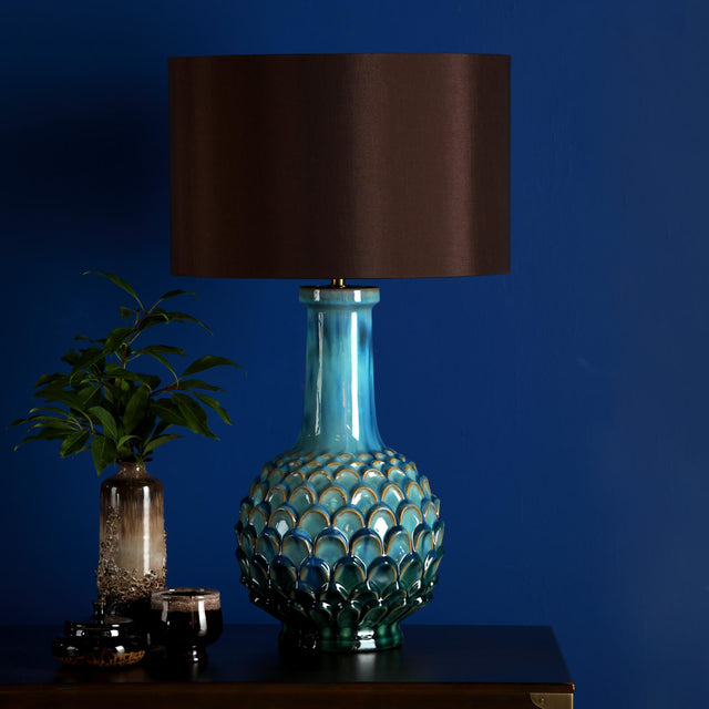 Edlyn Table Lamp Blue Reactive Glaze With Shade