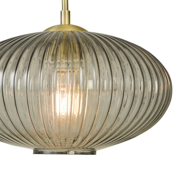 Edmond 1 Light Pendant Smoked Glass Antique Brass Detail