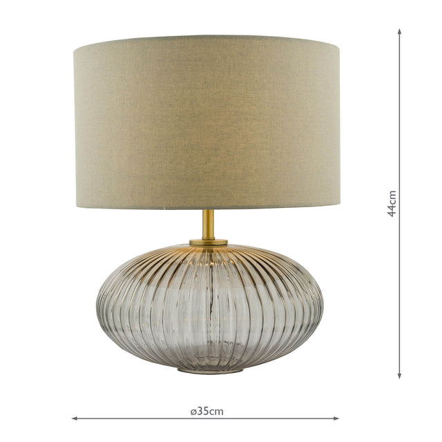 Edmond Table Lamp Smoked Glass Antique Brass Detail With Shade