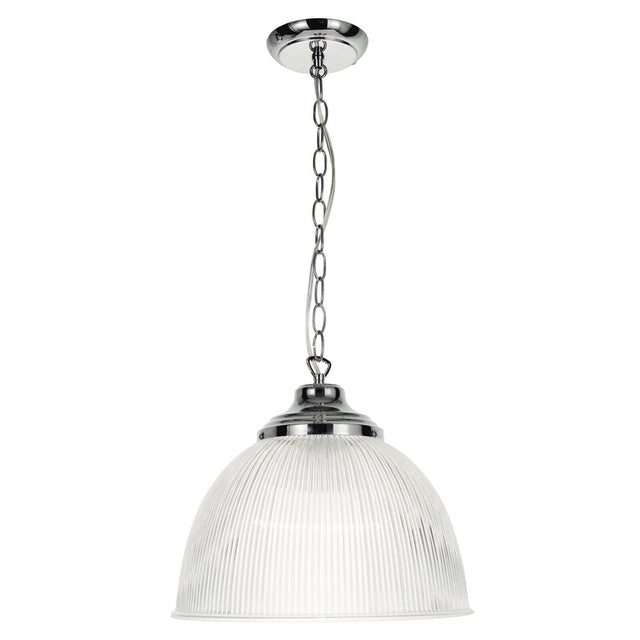 Edna Pendant Ribbed Glass Polished Chrome