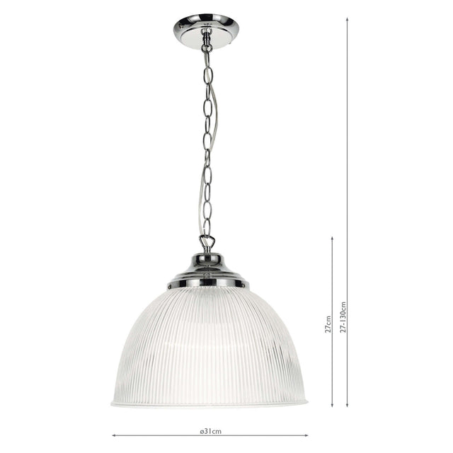 Edna Pendant Ribbed Glass Polished Chrome