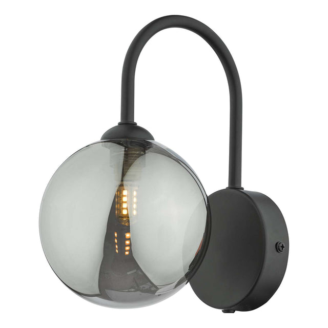 Eissa Wall Light Matt Black Smoked Glass