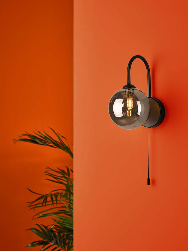 Eissa Wall Light Matt Black Smoked Glass