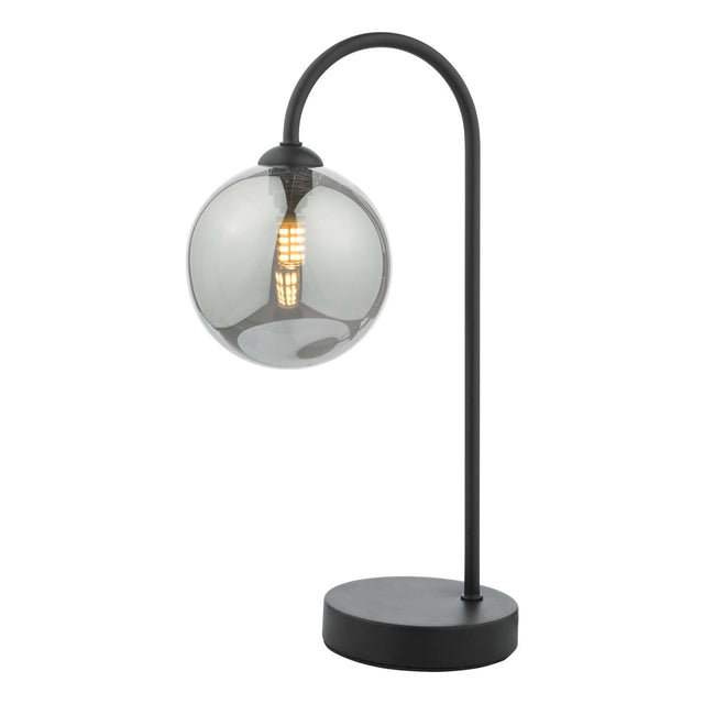 Eissa 1 Light Touch Table Lamp Matt Black Smoked Glass