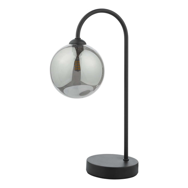 Eissa 1 Light Touch Table Lamp Matt Black Smoked Glass