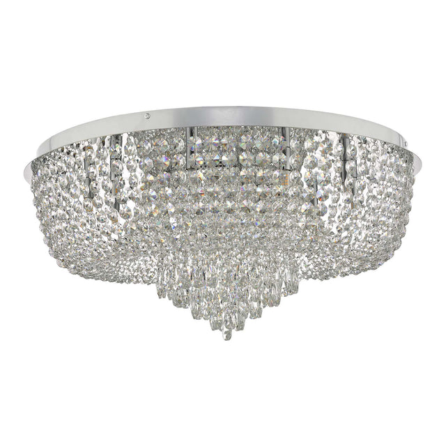 Eitan 12 Light Beaded Flush Clear and Polished Chrome