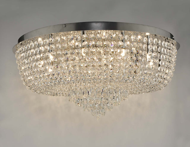 Eitan 12 Light Beaded Flush Clear and Polished Chrome