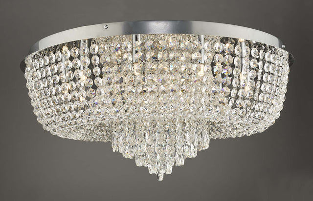 Eitan 12 Light Beaded Flush Clear and Polished Chrome