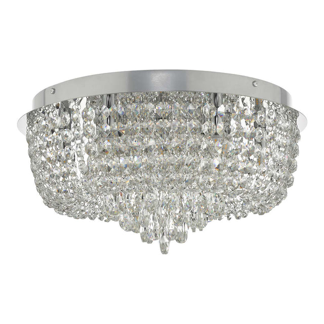 Eitan 9 Light Beaded Flush Clear and Polished Chrome