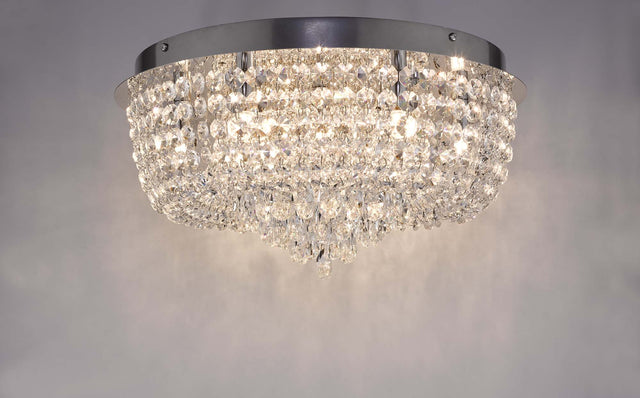 Eitan 9 Light Beaded Flush Clear and Polished Chrome