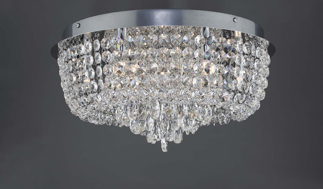 Eitan 9 Light Beaded Flush Clear and Polished Chrome