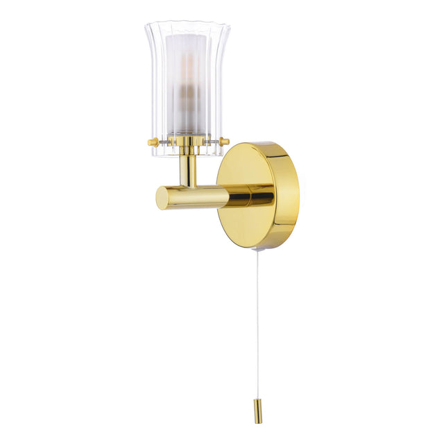 Elba Bathroom Wall Light Polished Gold and Glass IP44