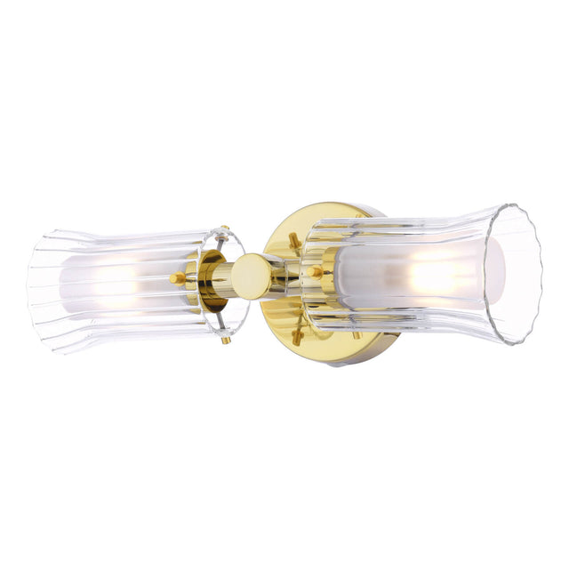 Elba 2 Light Bathroom Wall Light Polished Gold and Glass IP44