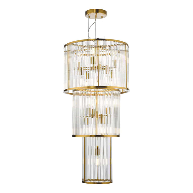 Eleanor 15 Light Chandelier Natural Brass Glass