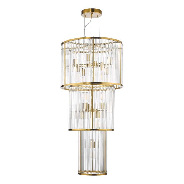 Eleanor 15 Light Chandelier Natural Brass Glass