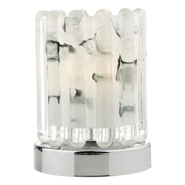 Elf Touch Table Lamp Polished Chrome With Ribbed Glass