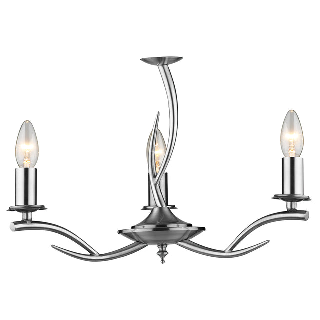 Elka 3 Light Pendant Satin Chrome