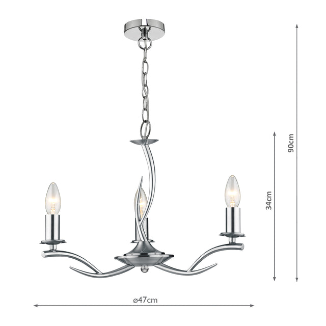 Elka 3 Light Pendant Satin Chrome