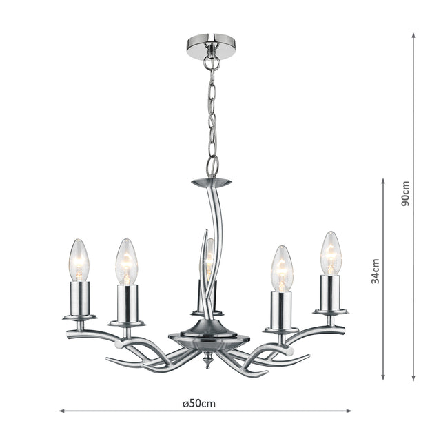 Elka 5 Light Pendant Satin Chrome