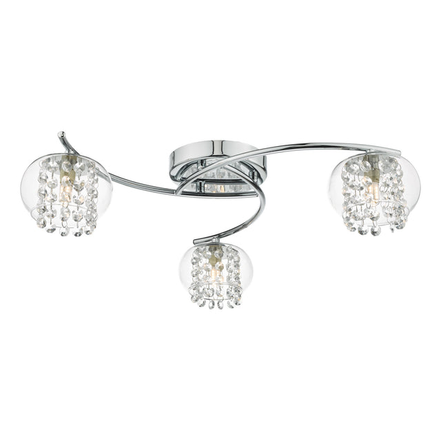 Elma 3 Light Semi Flush Polished Chrome Glass