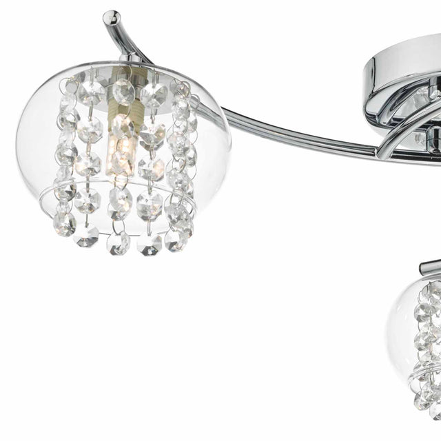 Elma 3 Light Semi Flush Polished Chrome Glass